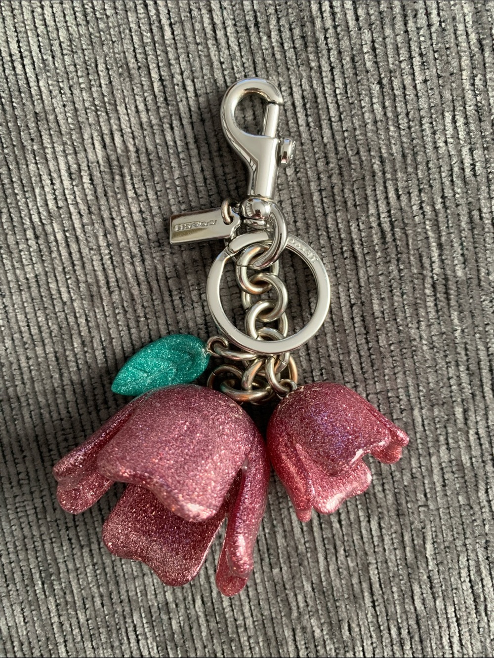 Coach Glitter Resin Tea Rose Tulip Bag Charm